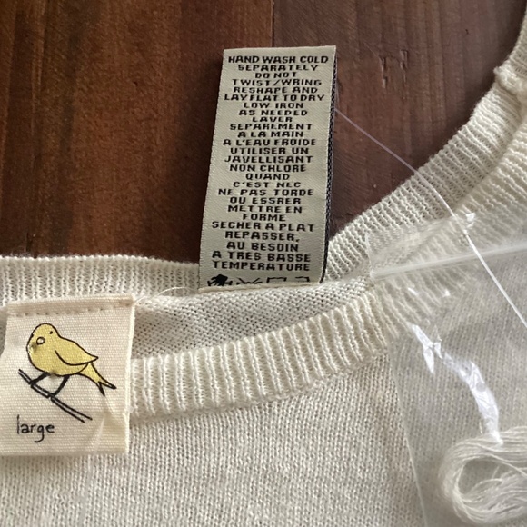 Anthropologie Ivory Mixed Media Lace Knit Boho Top NWT Size Large - Picture 9 of 11